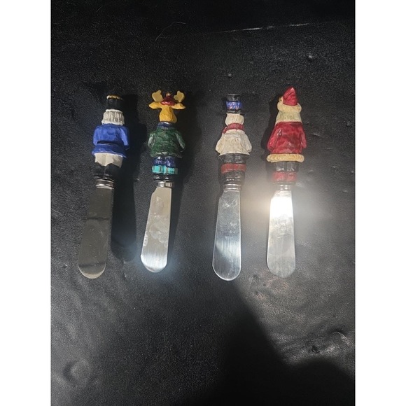 Joie Christmas Cheese Spreaders, Set of 4, Moose Snowman Toy Soldier Santa - Picture 2 of 5